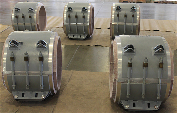 Several Pyrogel Pipe Supports with Rollers