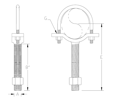 adjustable pipe stanchion saddle drawing